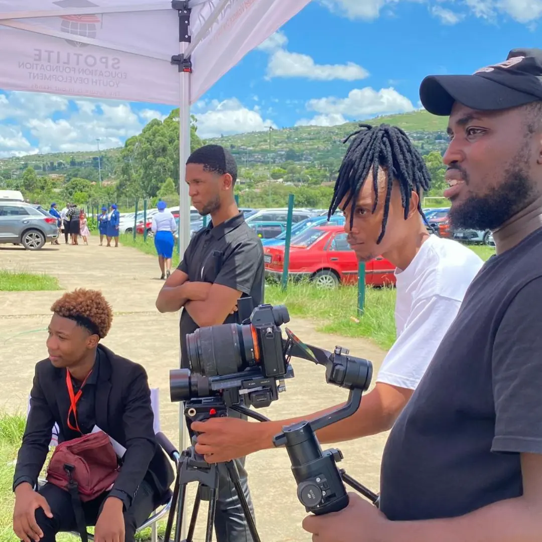 Production team with camera rig